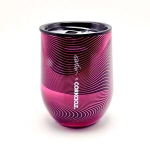 NEW Corkcicle Stemless‎ Insulated Wine Tumbler 12oz Pink Black Swirl Cup